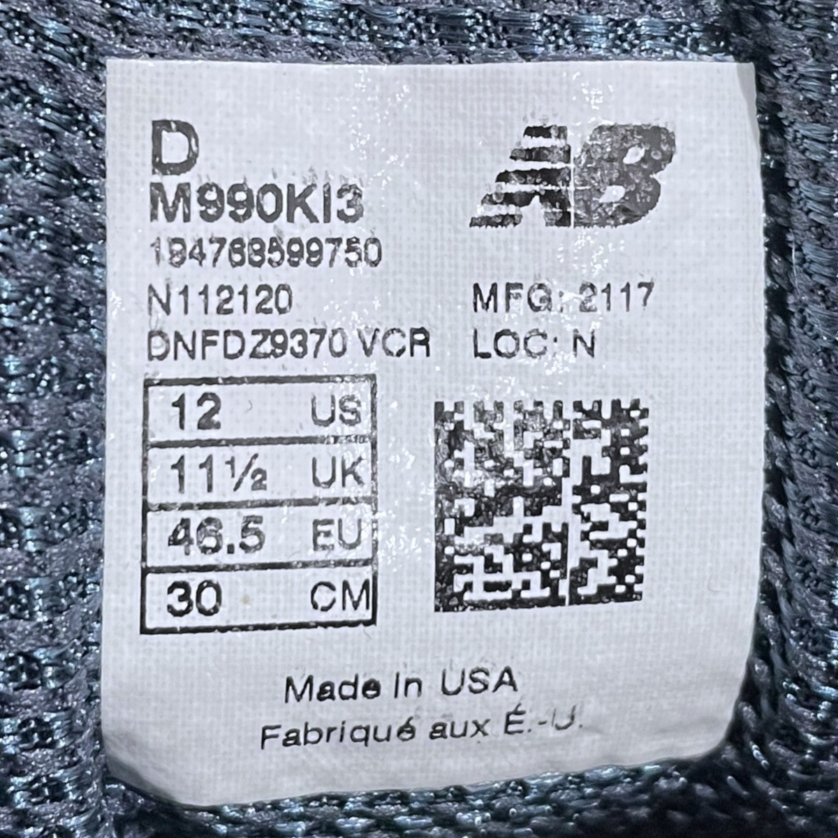 スニーカー  990v3 M990KI3 MADE IN USA