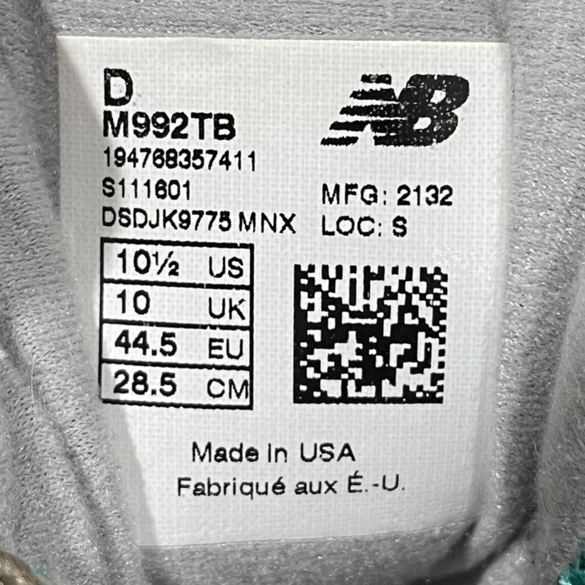 スニーカー M992TB MADE IN USA