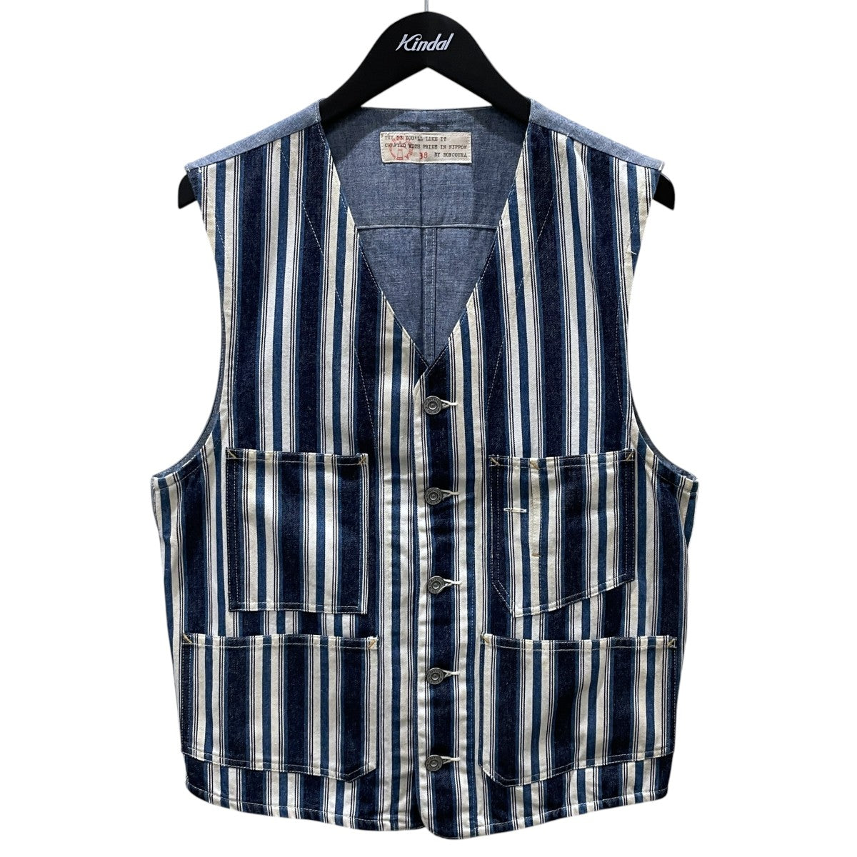 12SS ストライプ柄デニムベスト INDIGO STRIPE VEST インディゴストライプベスト