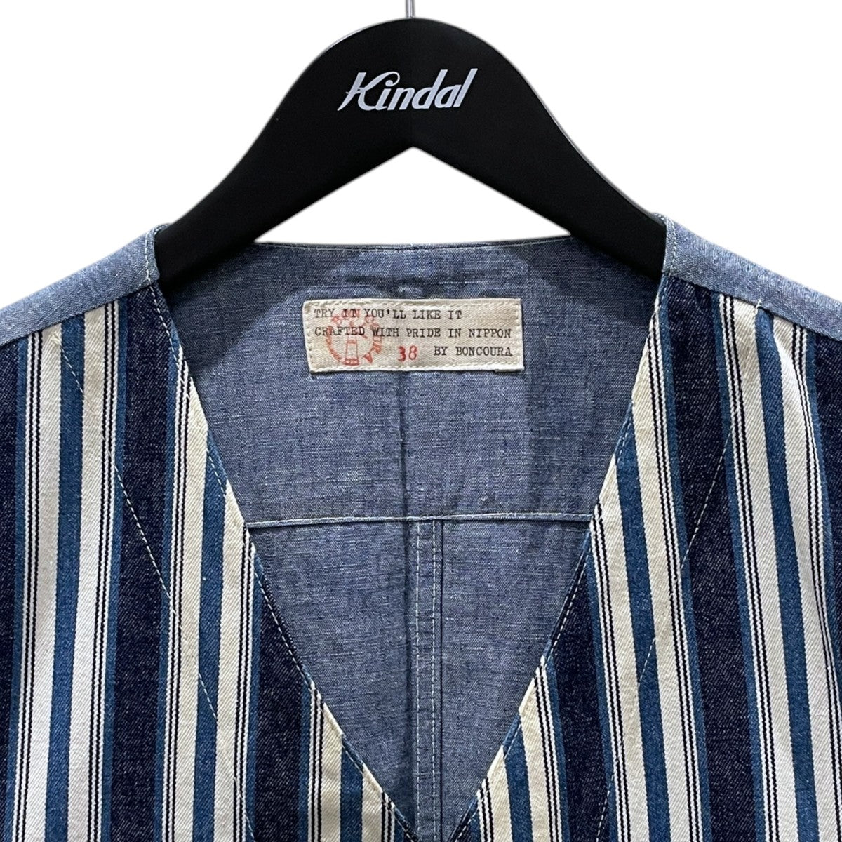 12SS ストライプ柄デニムベスト INDIGO STRIPE VEST インディゴストライプベスト