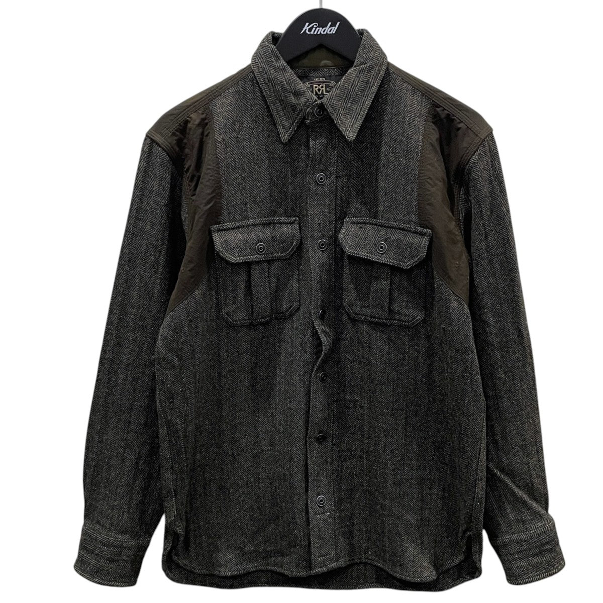 RRL オイルクロス パッチ ヘリンボーン ワークシャツ Wool-Blend Shirt Jacket ウールブレンドシャツジャケット 古着・中古-1枚目のアイテム画像
