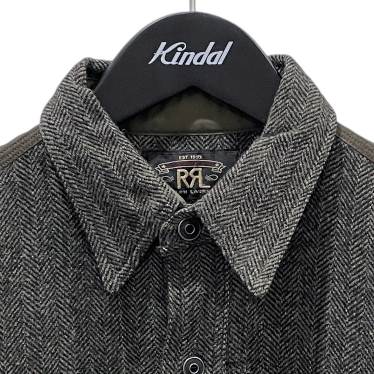 RRL オイルクロス パッチ ヘリンボーン ワークシャツ Wool-Blend Shirt Jacket ウールブレンドシャツジャケット 古着・中古-3枚目のアイテム画像
