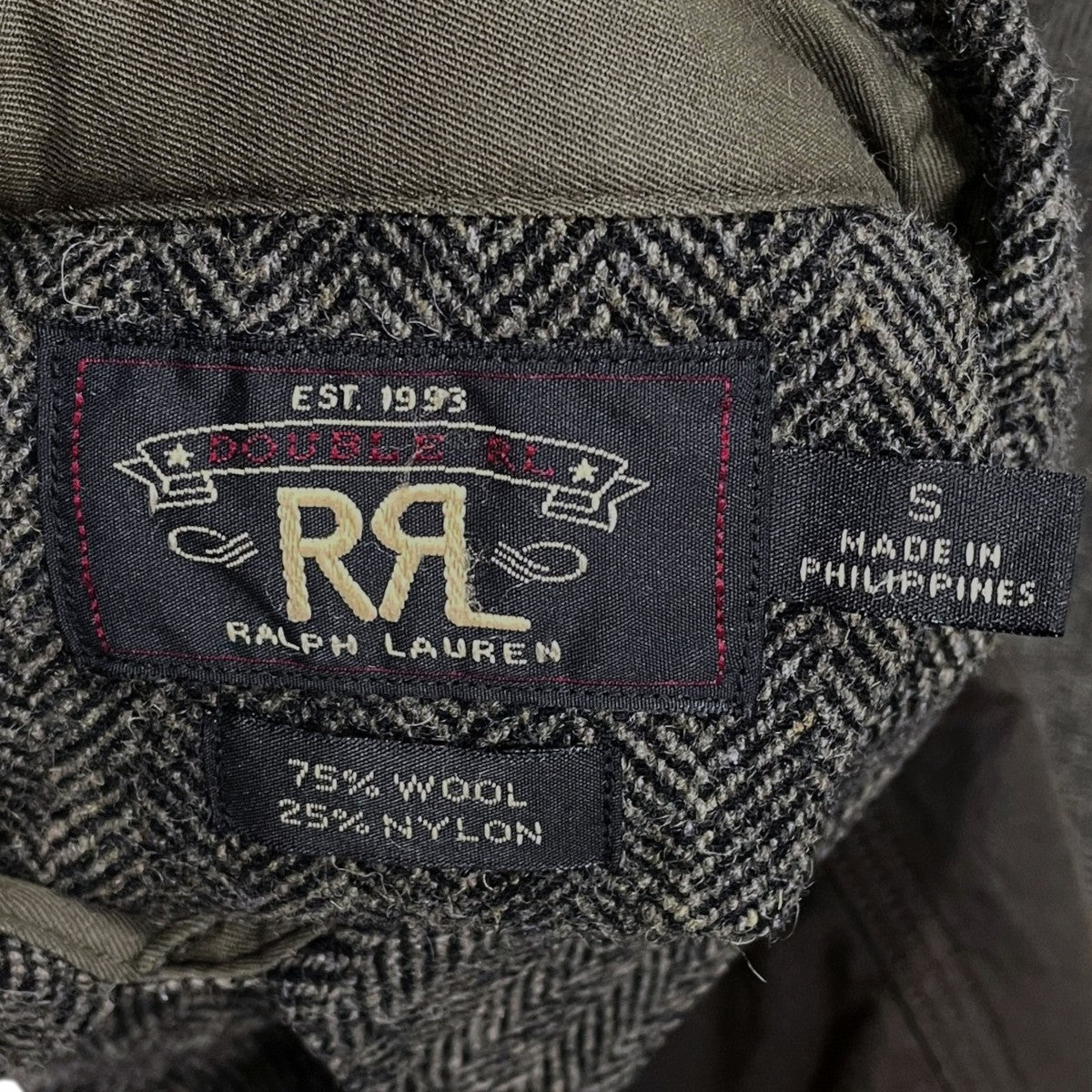 RRL オイルクロス パッチ ヘリンボーン ワークシャツ Wool-Blend Shirt Jacket ウールブレンドシャツジャケット 古着・中古-7枚目のアイテム画像
