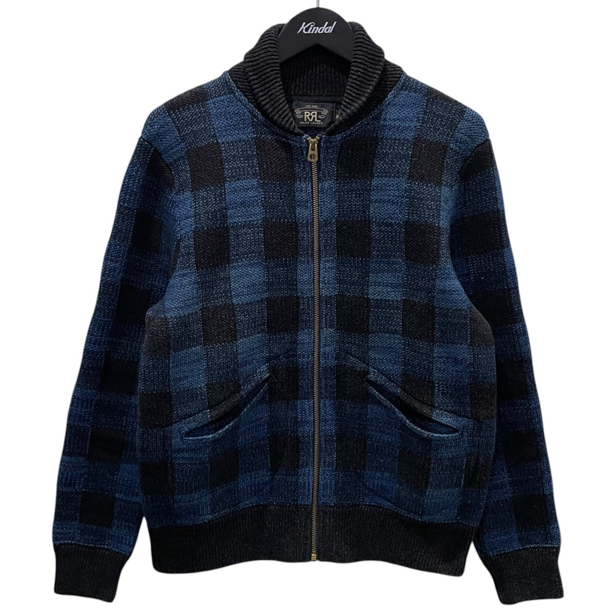 RRL チェック柄ジップアップジャケット Plaid Cotton-Wool Full-Zip Bomber Jacket プレイドコットンウール フルジップ ボンバージャケット 782505130001 古着・中古-1枚目のアイテム画像