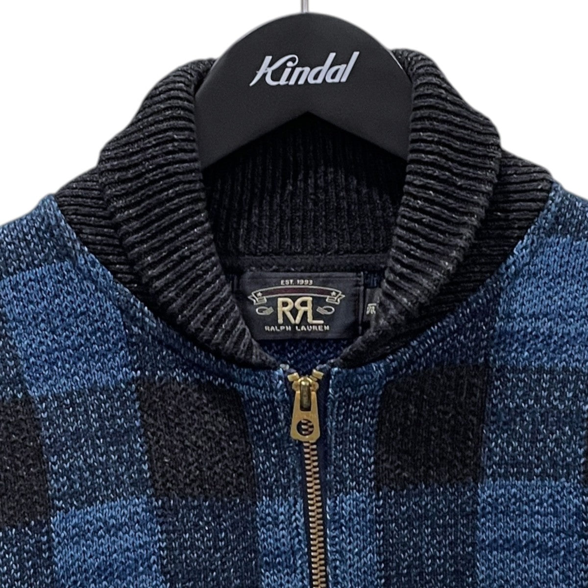RRL チェック柄ジップアップジャケット Plaid Cotton-Wool Full-Zip Bomber Jacket プレイドコットンウール フルジップ ボンバージャケット 782505130001 古着・中古-3枚目のアイテム画像