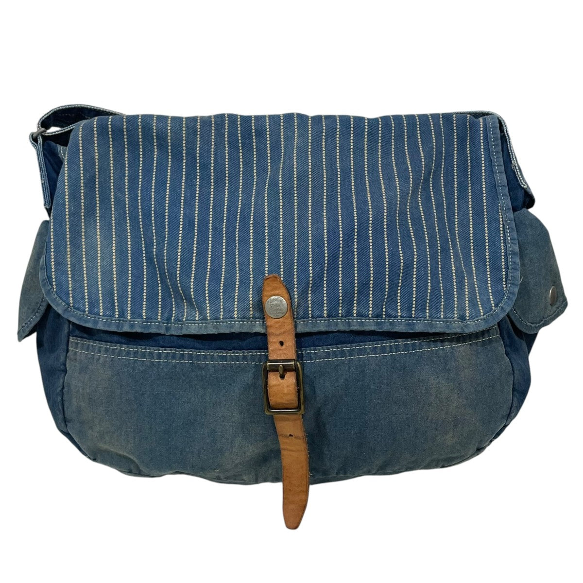 RRL ストライプ柄ショルダーバッグ ウォバッシュストライプ メールバッグ 古着・中古-2枚目のアイテム画像