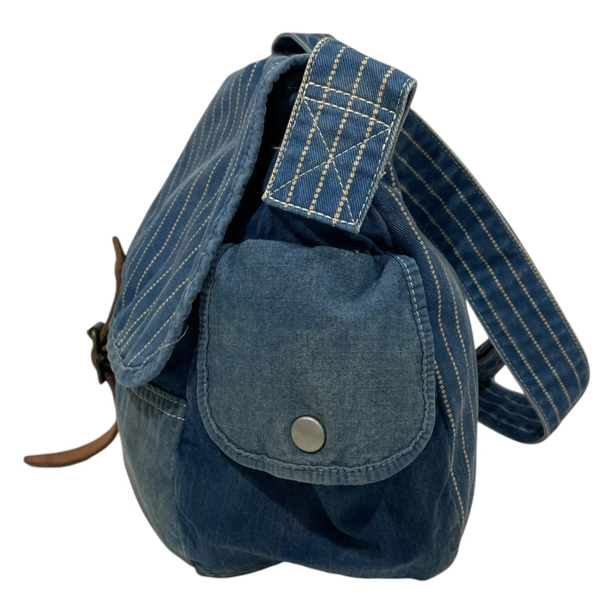 RRL ストライプ柄ショルダーバッグ ウォバッシュストライプ メールバッグ 古着・中古-4枚目のアイテム画像