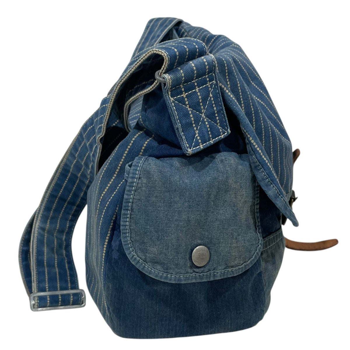 RRL ストライプ柄ショルダーバッグ ウォバッシュストライプ メールバッグ 古着・中古-5枚目のアイテム画像