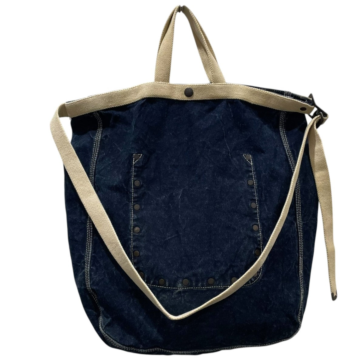 RRL 2WAYショルダーバッグ トートバッグ NDIGO MARKET TOTE BAG インディゴ マーケット トートバッグ 古着・中古-2枚目のアイテム画像