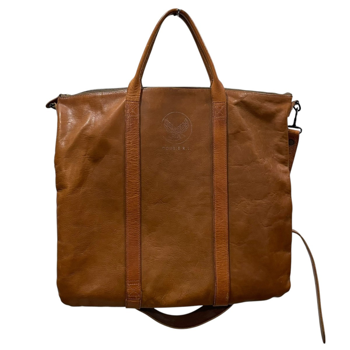 RRL 2WAYレザーショルダーバッグ トートバッグ Leather A-2 Helmet Bag レザーA2 ヘルメットバッグ 0036755528 古着・中古-2枚目のアイテム画像