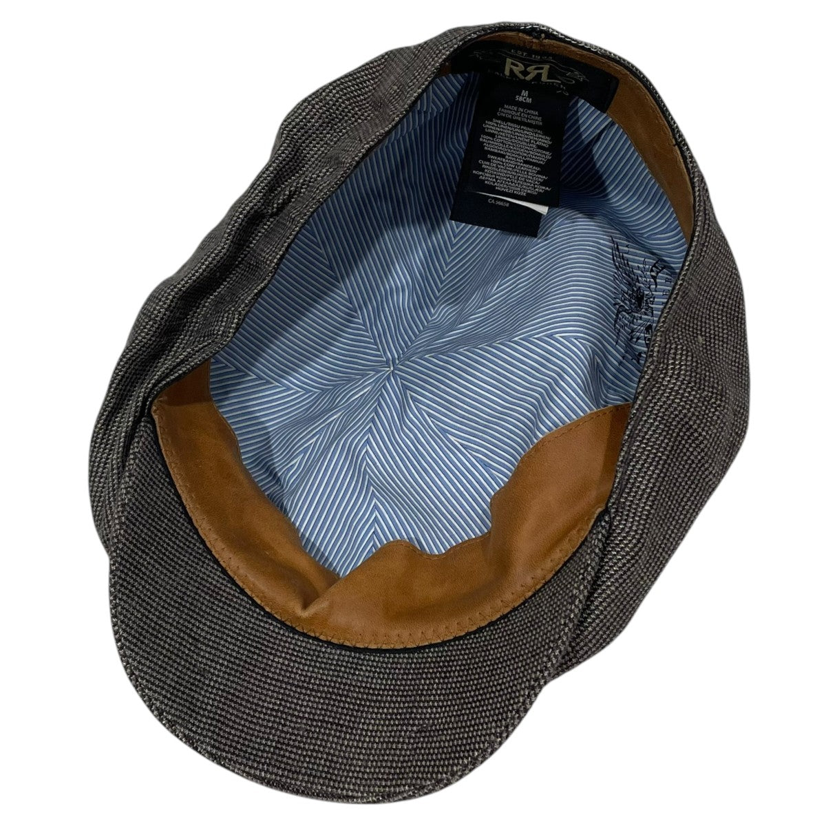 RRL ダークグレー キャスケット RRL(ダブルアールエル) ハウンドトゥースチェック柄リネンキャスケット