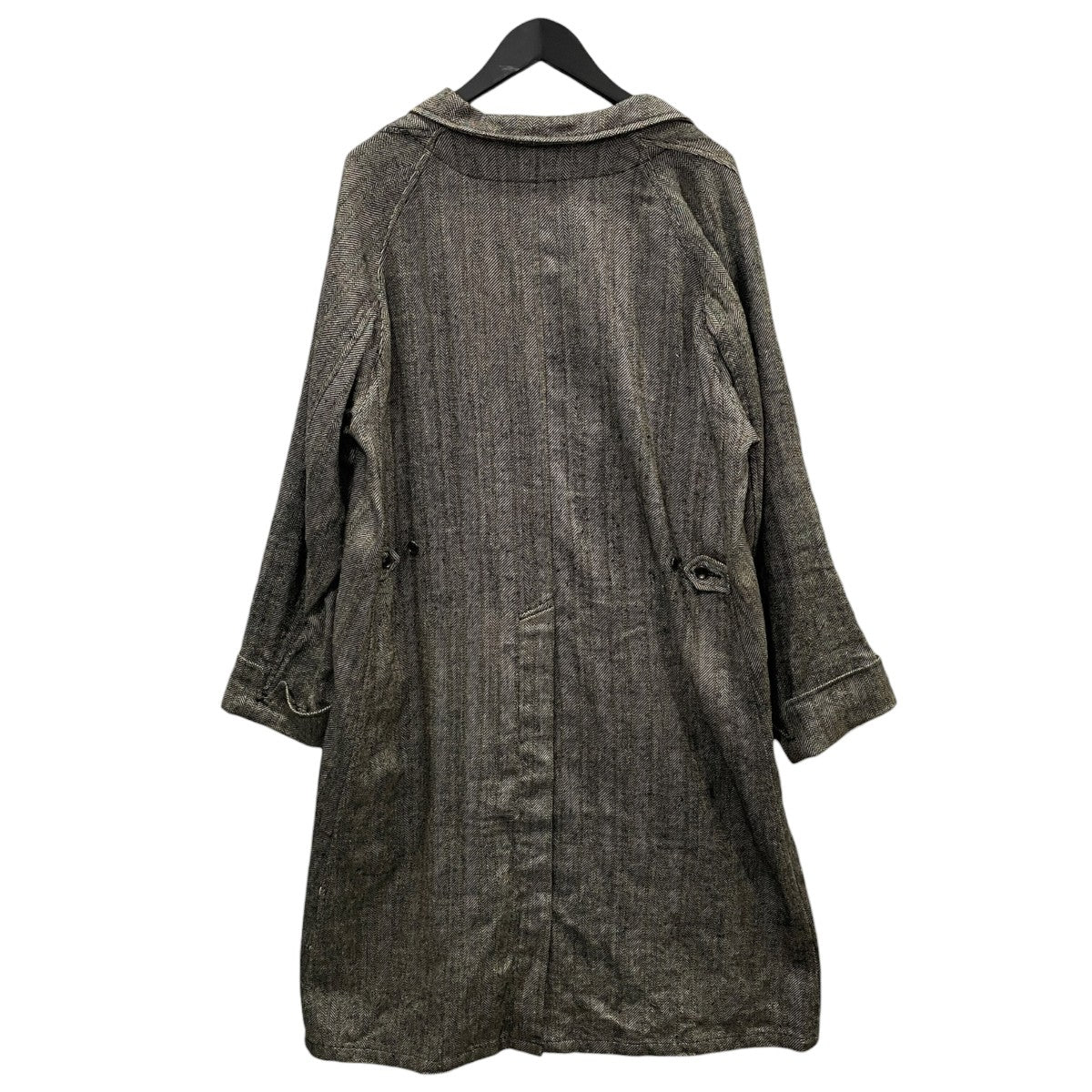 20SS ヘリンボーン柄Aラインロングコート NARROW RAPEL DUSTER COAT ナローラペル ダスターコート 201OJ-JK06