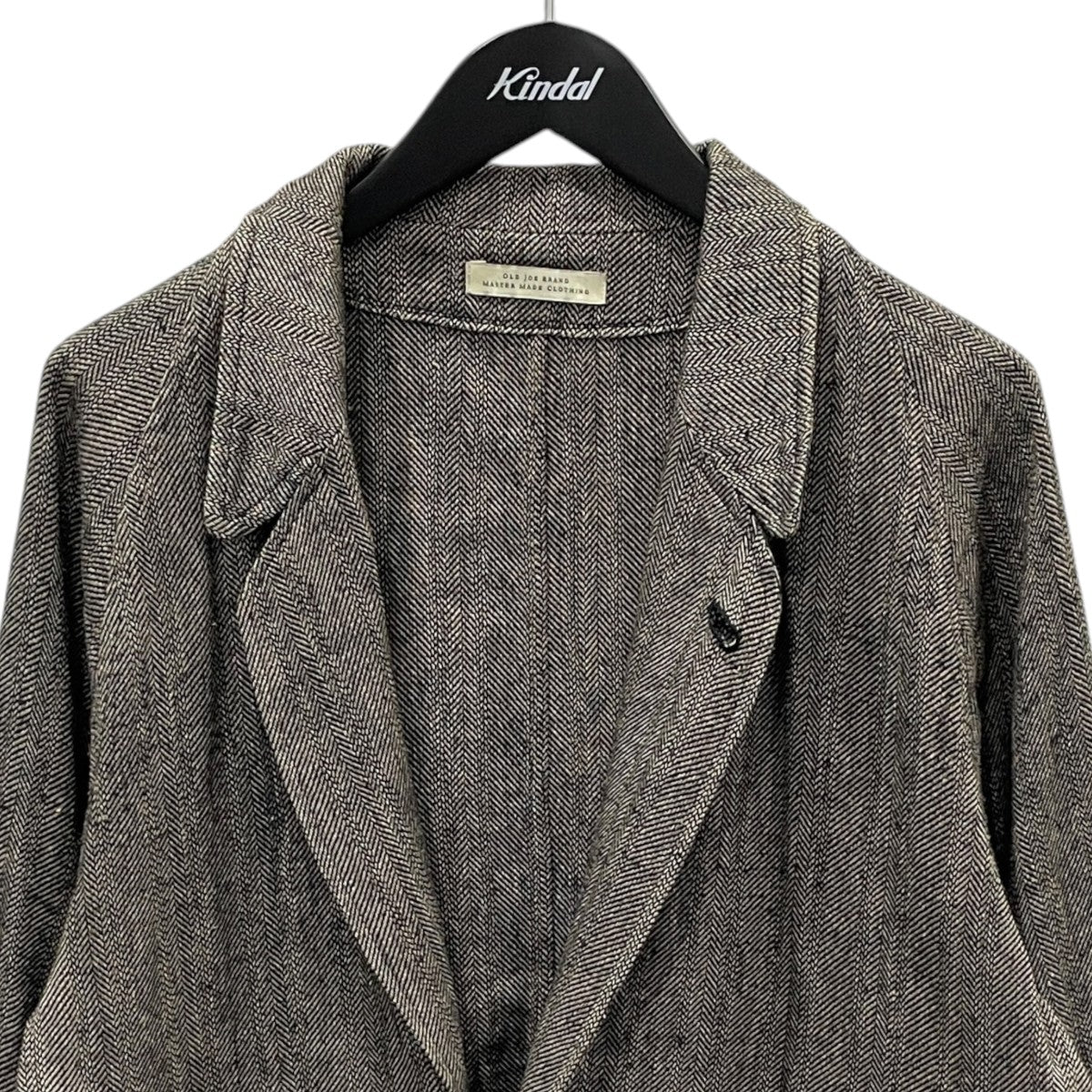 20SS ヘリンボーン柄Aラインロングコート NARROW RAPEL DUSTER COAT ナローラペル ダスターコート 201OJ-JK06