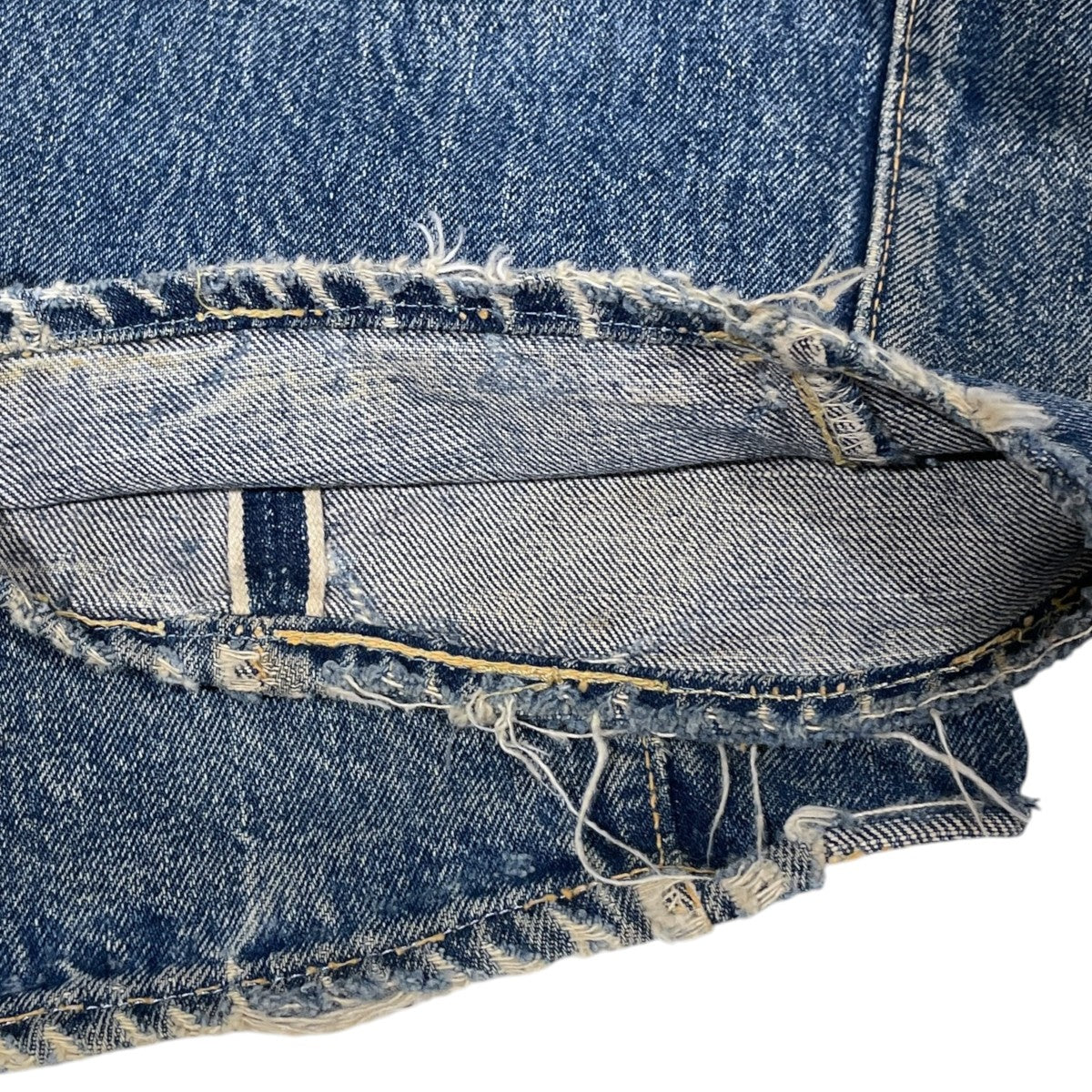 デニムパンツ 隠しリベット Vステッチ ボタン裏M BIG E