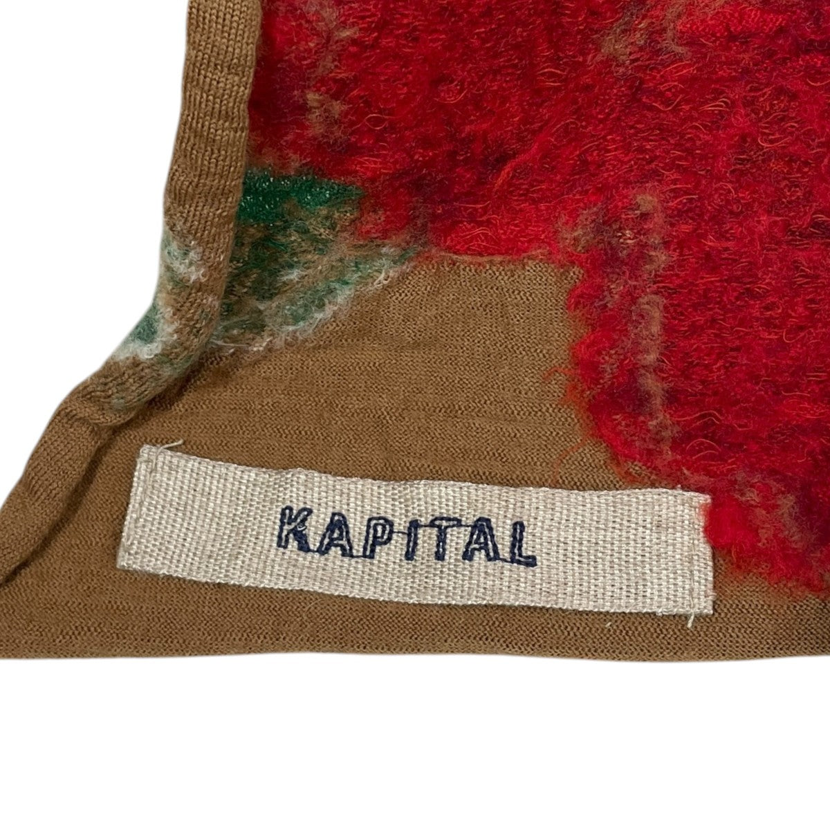 KAPITAL(キャピタル) 縮絨ウール 3Dローズマフラー ブラウン・レッド