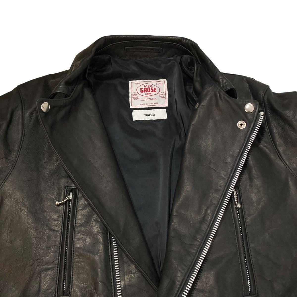 JAMES GROSE×marka HORSE LEATHER ／ライダースレザージャケット 古着・中古-4枚目のアイテム画像