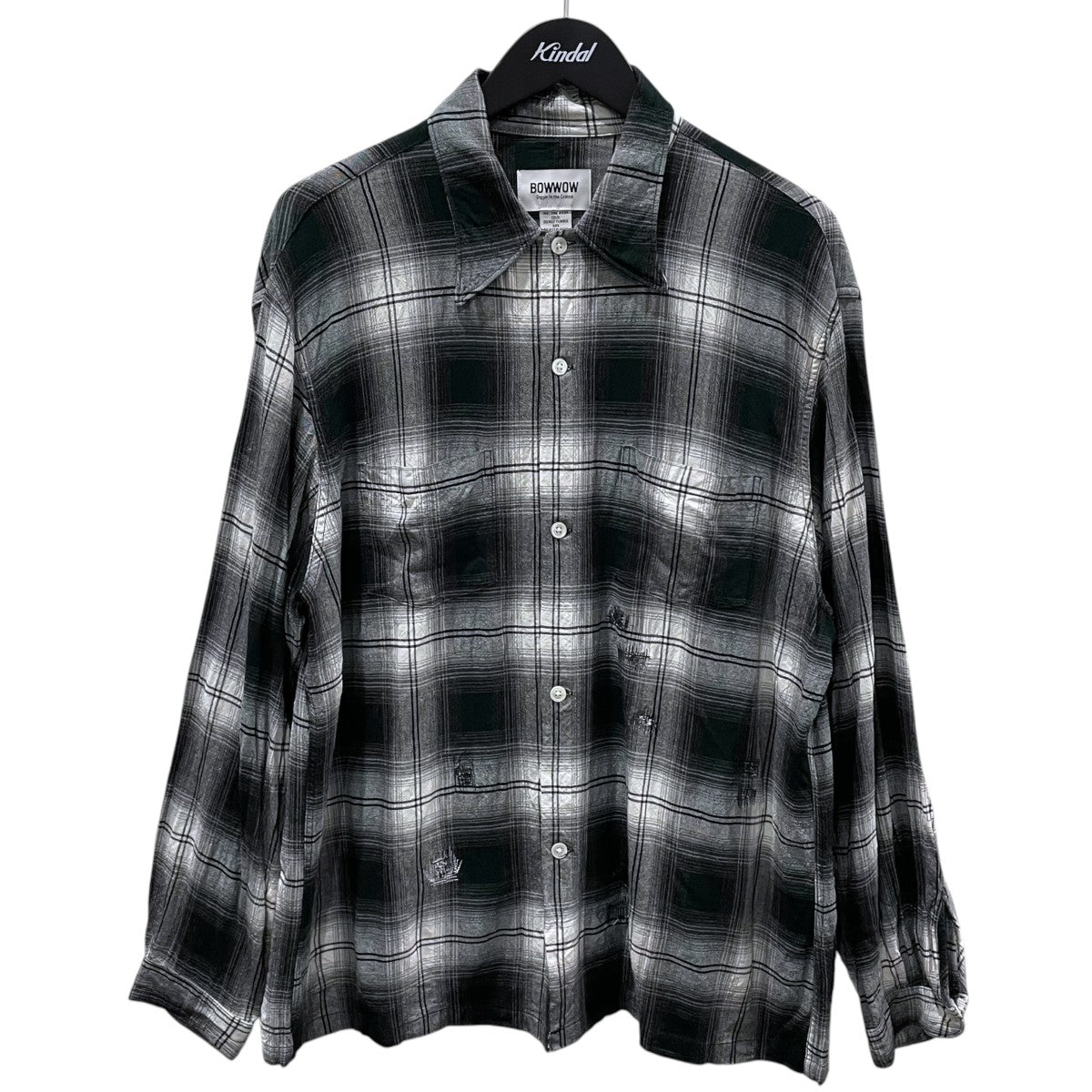 BOWWOW 26SS チェック柄リメイクシャツ REMADE RAYON PLAID SHIRTS リメイド レーヨン プレイド シャツ エイジド BW261-RRPS 古着・中古-1枚目のアイテム画像