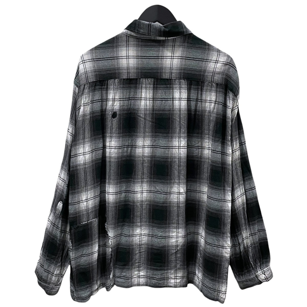 BOWWOW 26SS チェック柄リメイクシャツ REMADE RAYON PLAID SHIRTS リメイド レーヨン プレイド シャツ エイジド BW261-RRPS 古着・中古-2枚目のアイテム画像