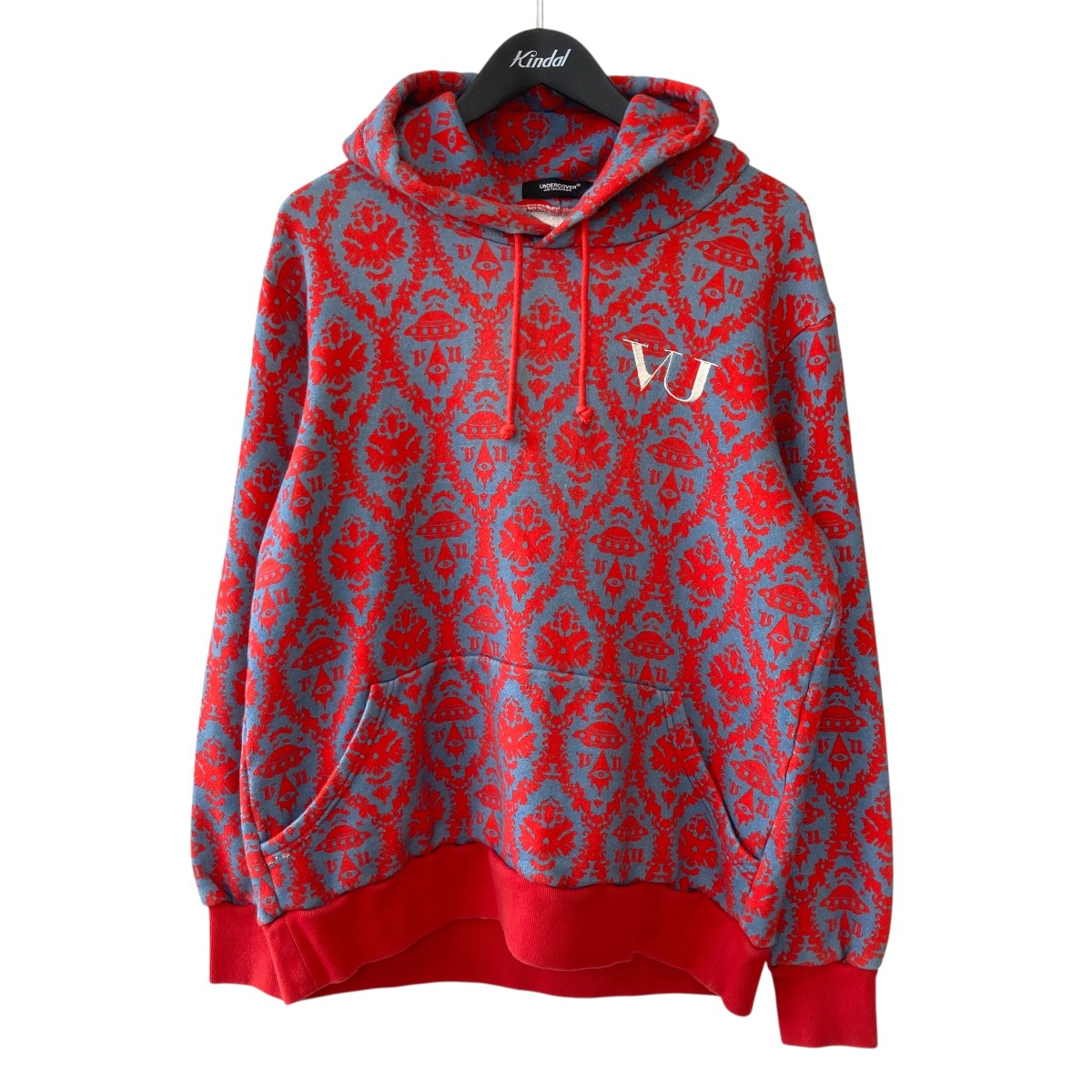 UNDERCOVER×VALENTINO 19AW総柄プルオーバーパーカー 古着・中古-1枚目のアイテム画像