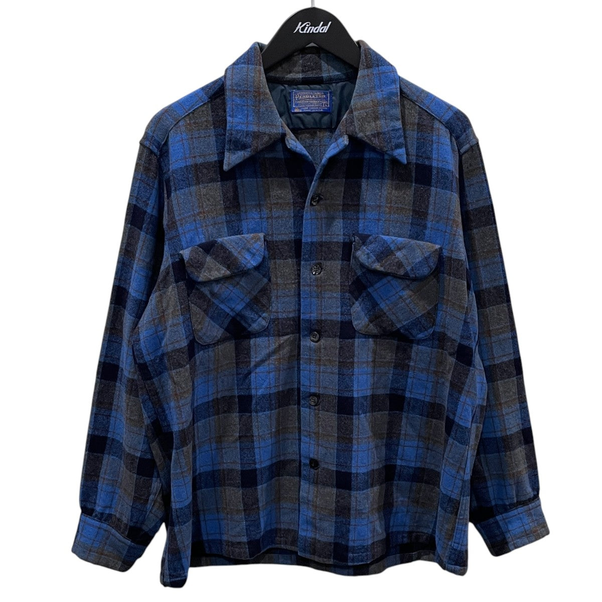 PENDLETON エルボーパッチ付き チェック柄オープンカラーシャツ 古着・中古-1枚目のアイテム画像