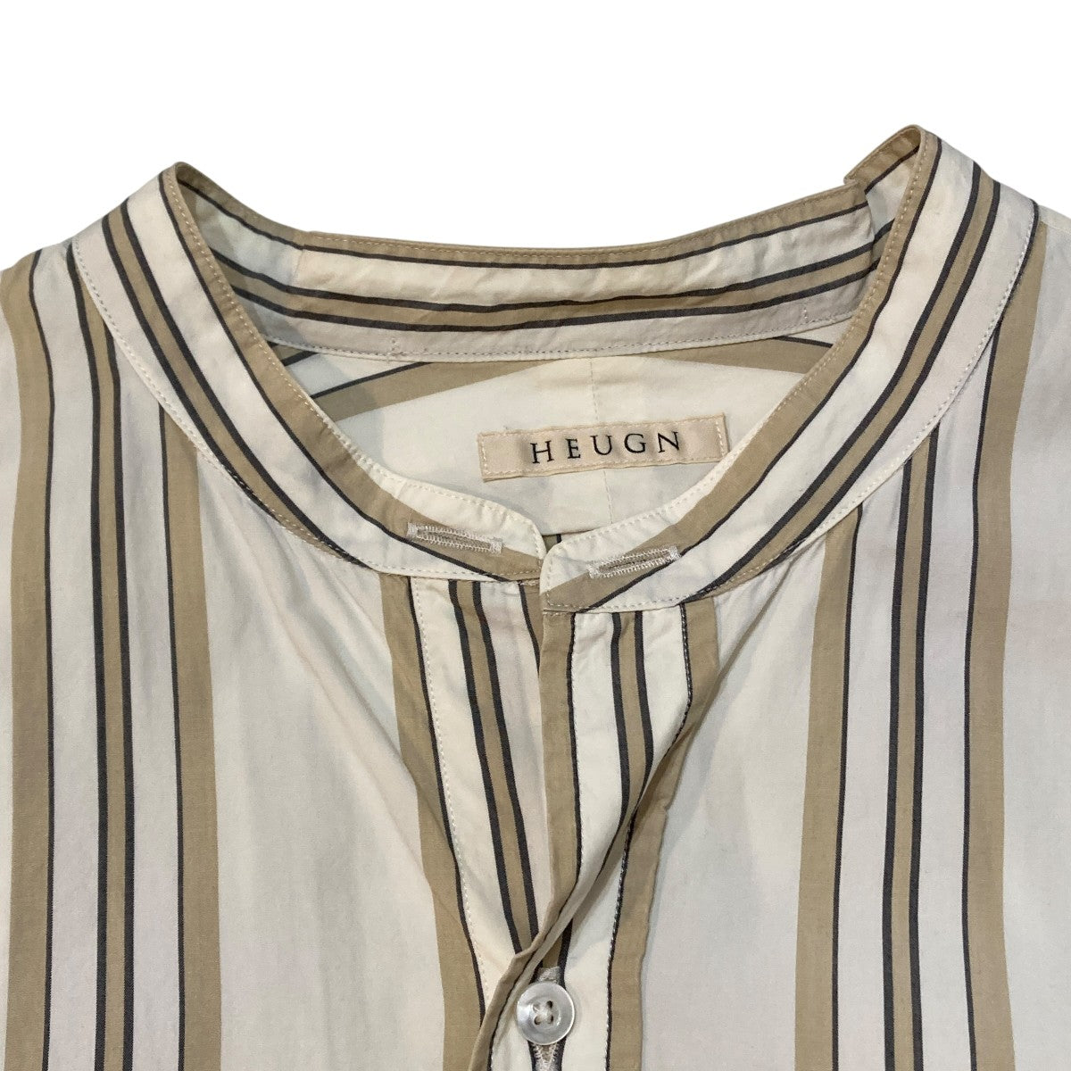 ストライプノーカラーシャツSHIRT005