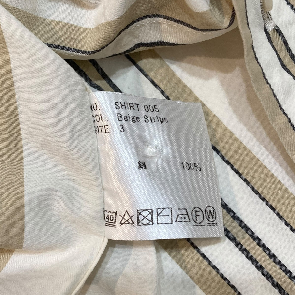 ストライプノーカラーシャツSHIRT005