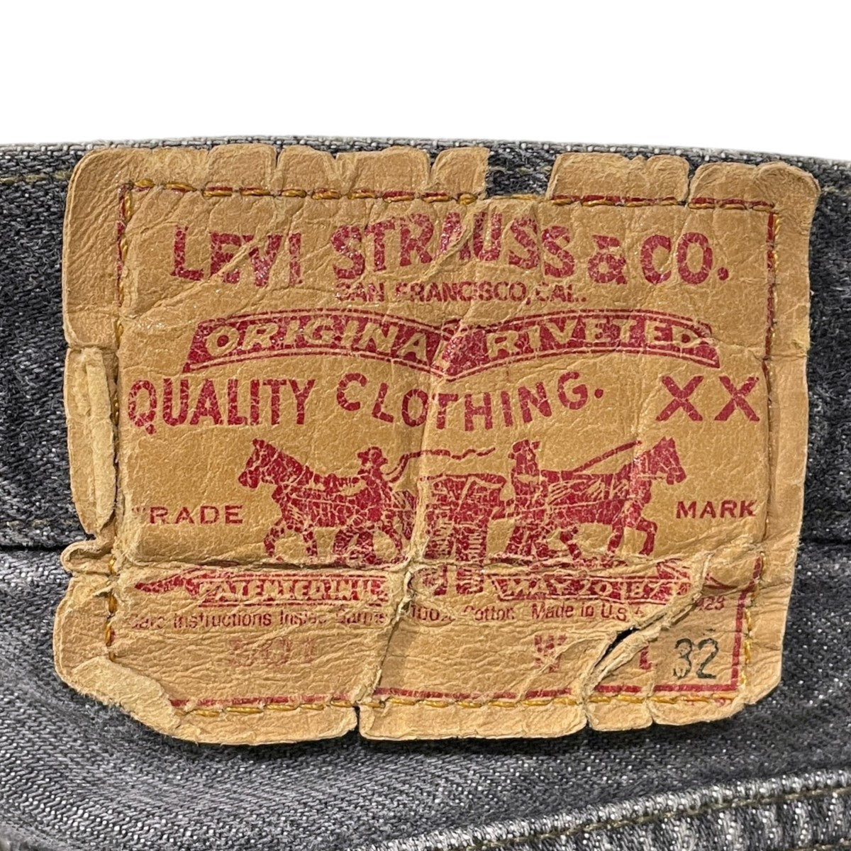 先染めブラックデニムパンツ 501-0658 MADE IN USA ボタン裏653