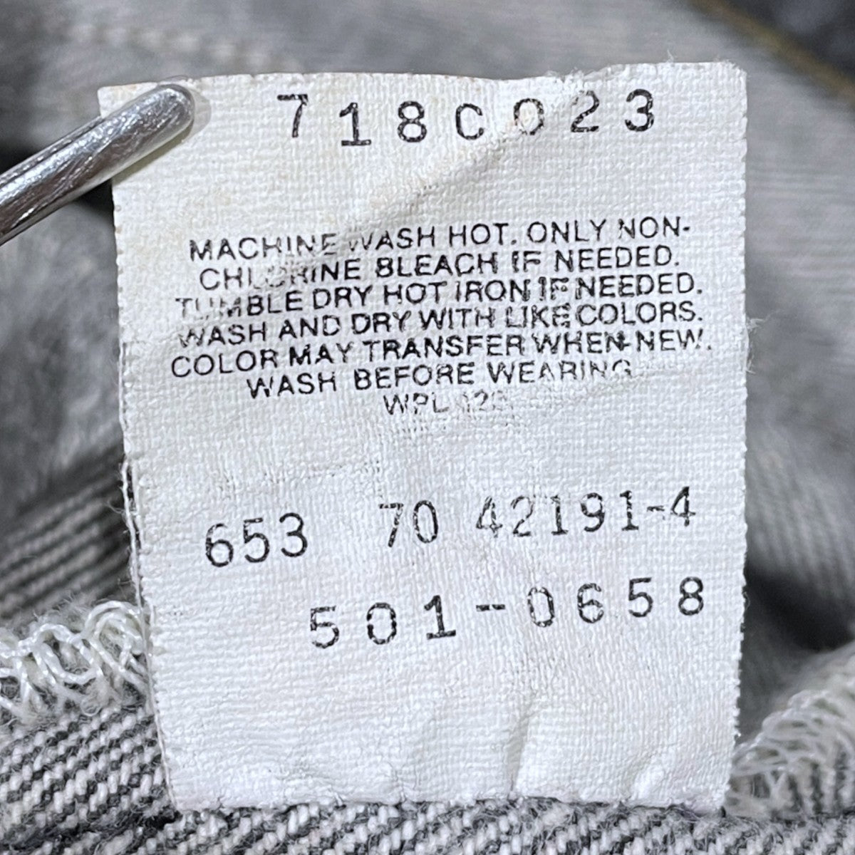 先染めブラックデニムパンツ 501-0658 MADE IN USA ボタン裏653
