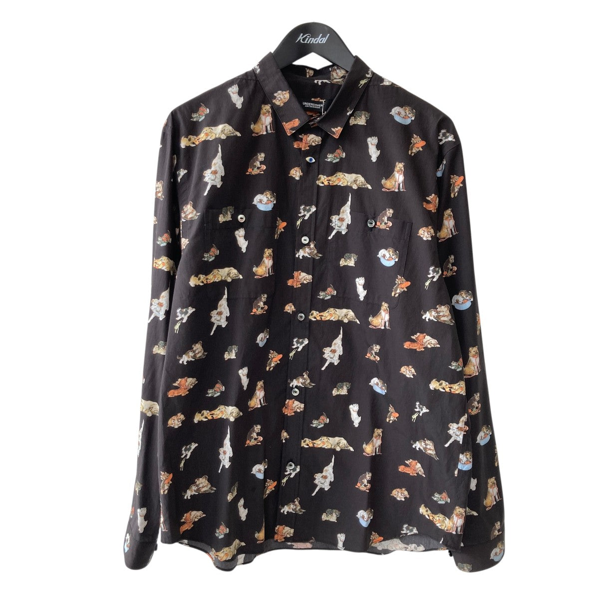 25AWAllover Dog Print Shirt Ivory総柄長袖シャツUC2E4401-1