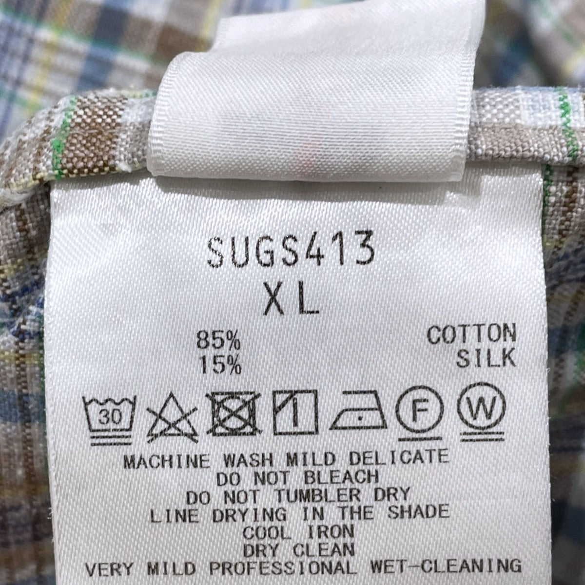 24SS チェック柄シャツ Cotton Silk Euro Check Shirt コットンシルクユーロチェックシャツ SUGS413