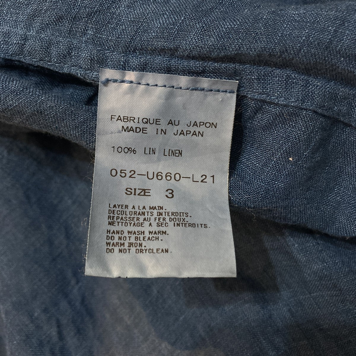 リネン長袖シャツ052-U660-L21