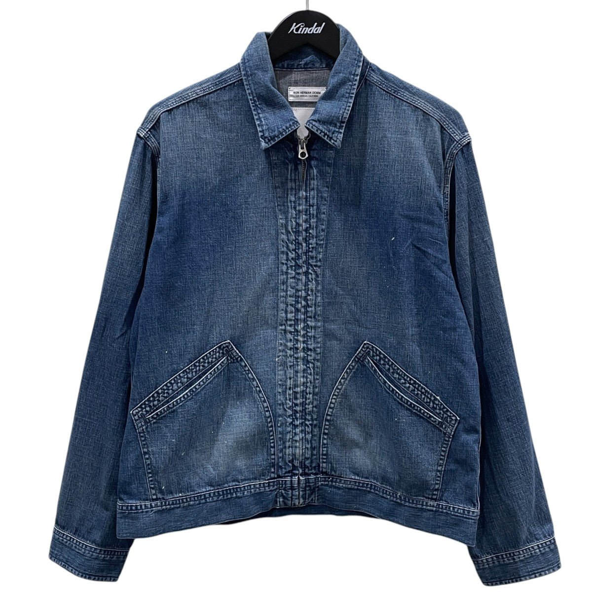 23SS ペイント加工ジップアップデニムジャケット One Wash Denim Blouson ワンウォッシュ デニムブルゾン 3720400005