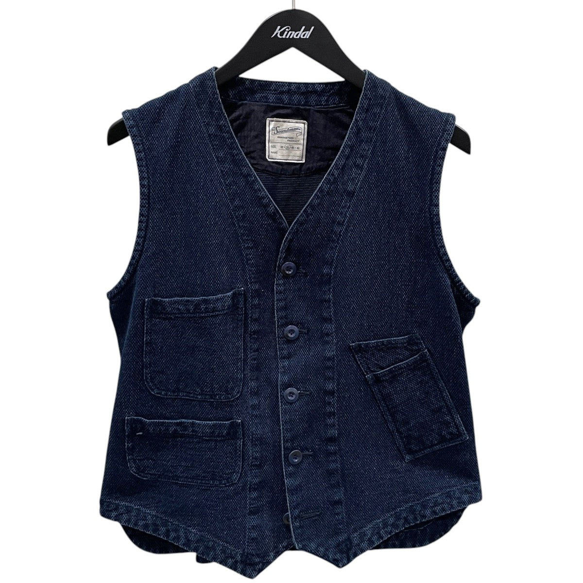 インディゴ染め刺し子ワークベスト Marcy Waistcoat マーシー ウエストコート