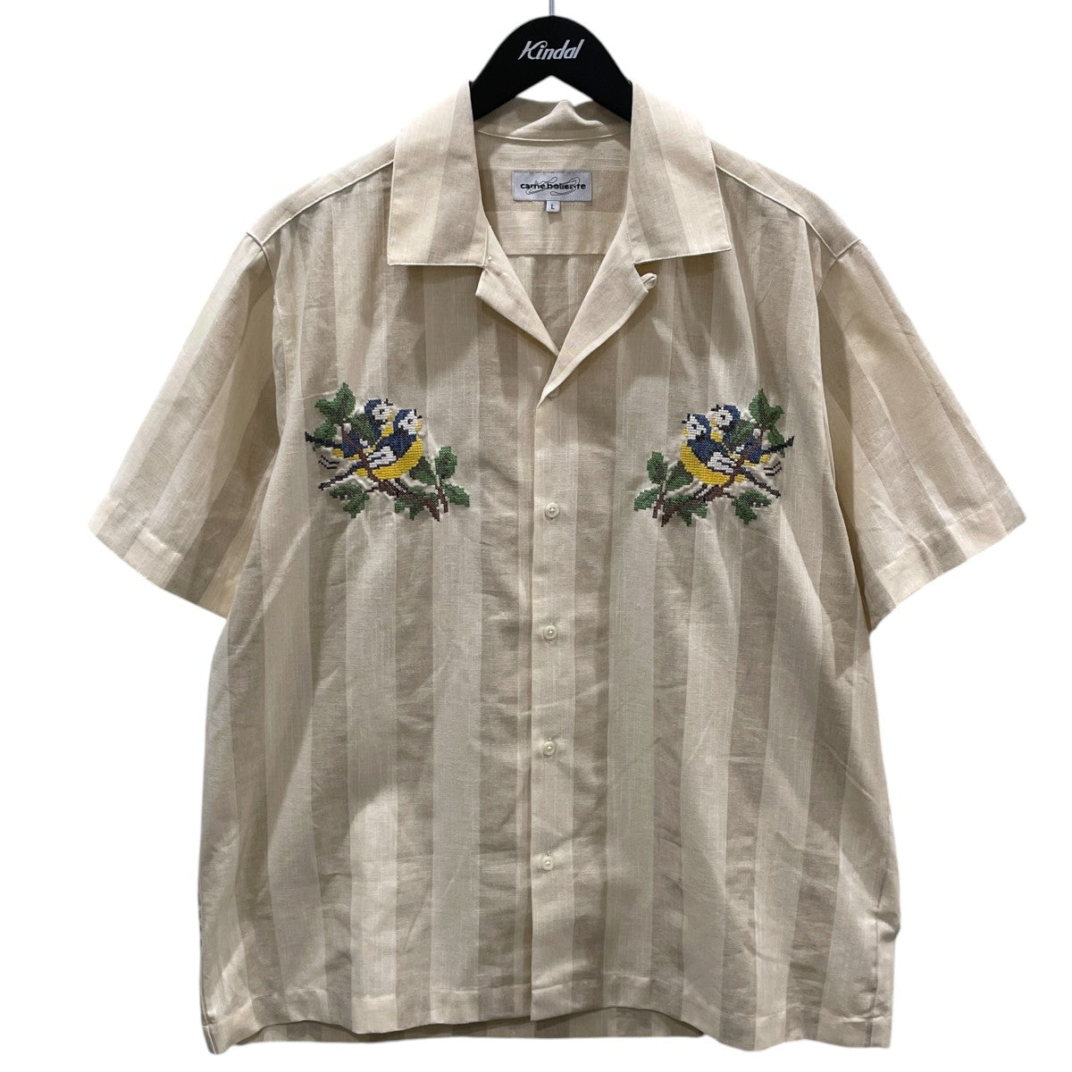 24SS ストライプ柄コットンリネンオープンカラー半袖シャツ Flying Tits フライング ティッツ SS24SS0110