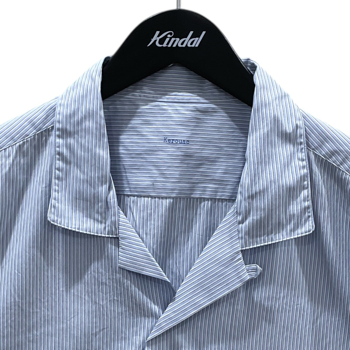 ストライプ柄オープンカラー半袖シャツ KEROUAC PIN STRIPE SHIRT ケルアック ピンストライプシャツ