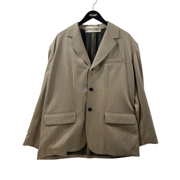 INSCRIRE(アンスクリア) Wool Back Open Jacket BEIGE STRIPE