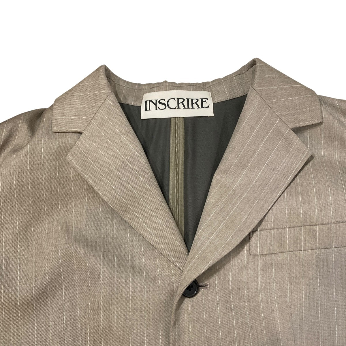 INSCRIRE(アンスクリア) Wool Back Open Jacket BEIGE STRIPE