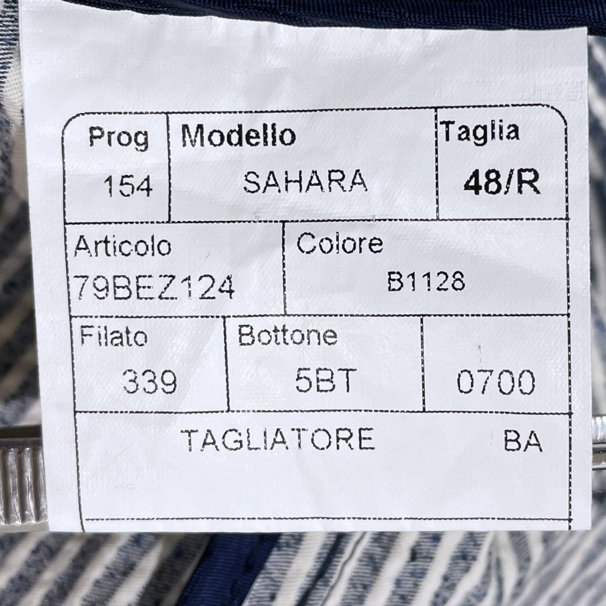 ストライプ柄シアサッカーテーラードジャケット SAHARA サハラ 79BEZ124