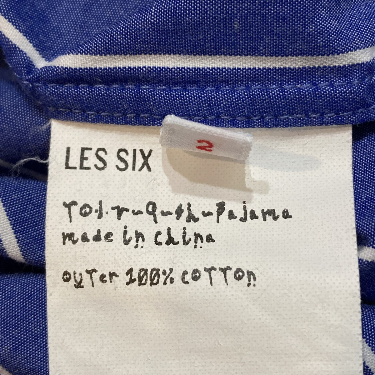 LES SIX POJAMA SLIP SHIRTストライプストライプシャツtolv-9-sh-pajama