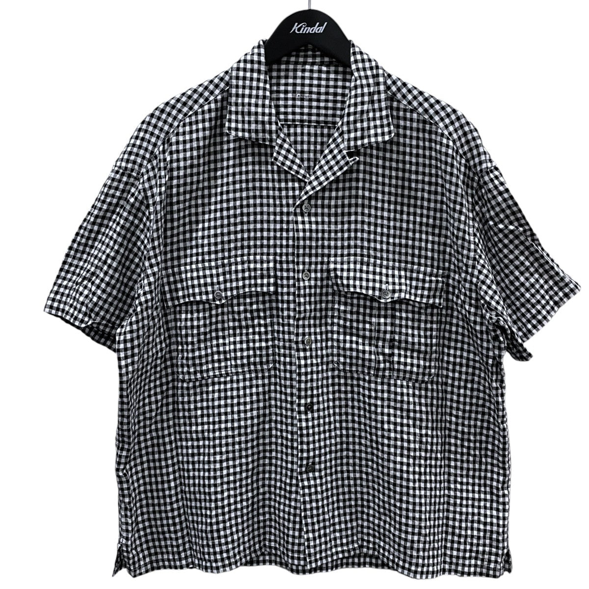 ギンガムチェック柄オープンカラー半袖リネンシャツ KEROUAC GINGHAM CHECK SHIRT ケルアック ギンガムチェックシャツ PC-016-3979