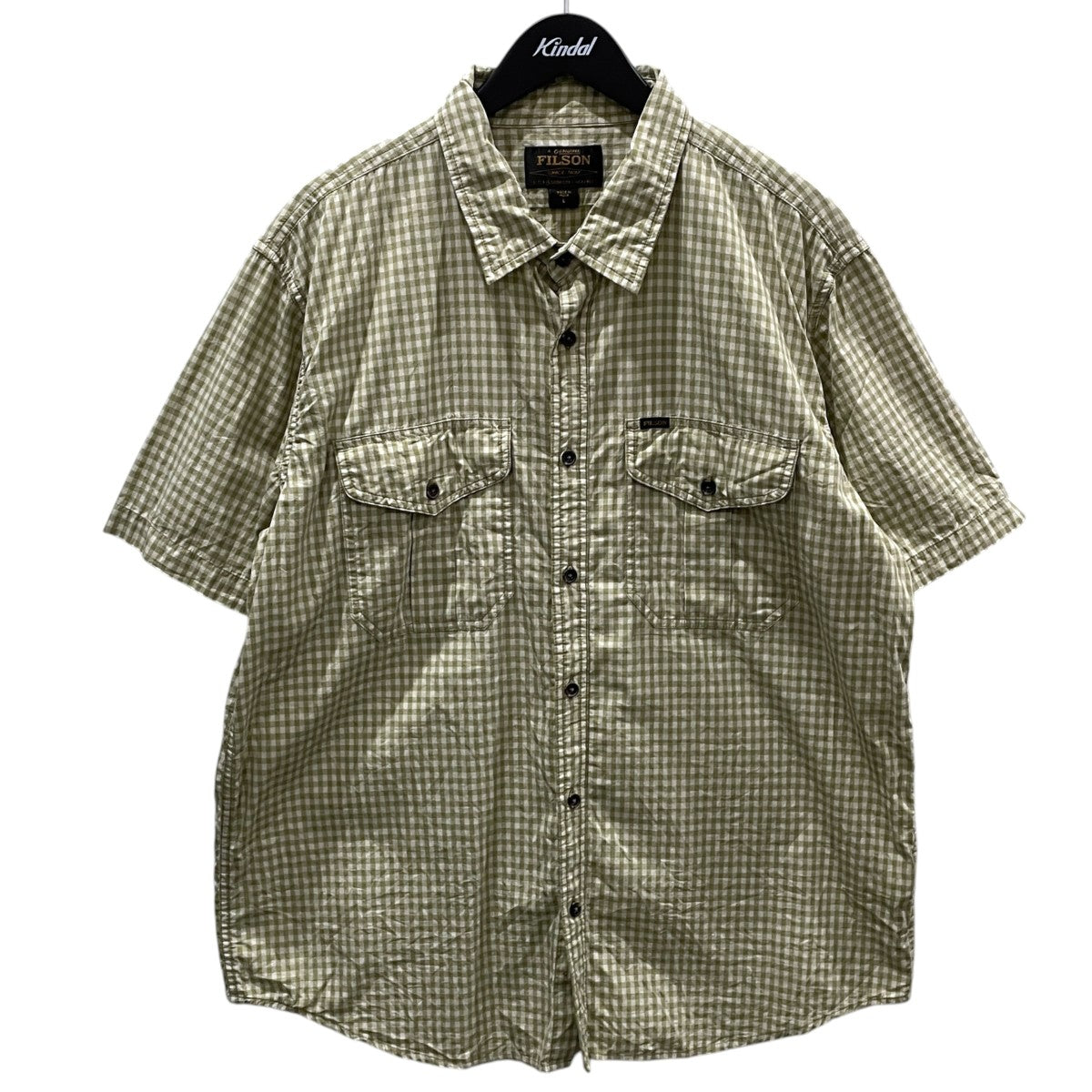 チェック柄半袖シャツ Washed S／S Feather Cloth Shirt ウォッシュドS／Sフェザークロスシャツ 8050-45-11000