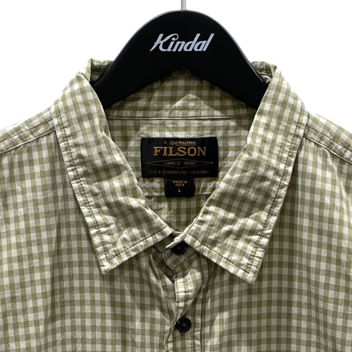 チェック柄半袖シャツ Washed S／S Feather Cloth Shirt ウォッシュドS／Sフェザークロスシャツ 8050-45-11000