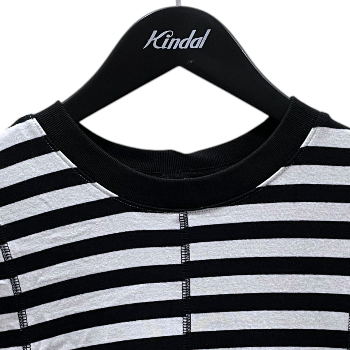 LINKABLE(リンカブル) 24SS ボーダー柄半袖カットソー フレアタグT