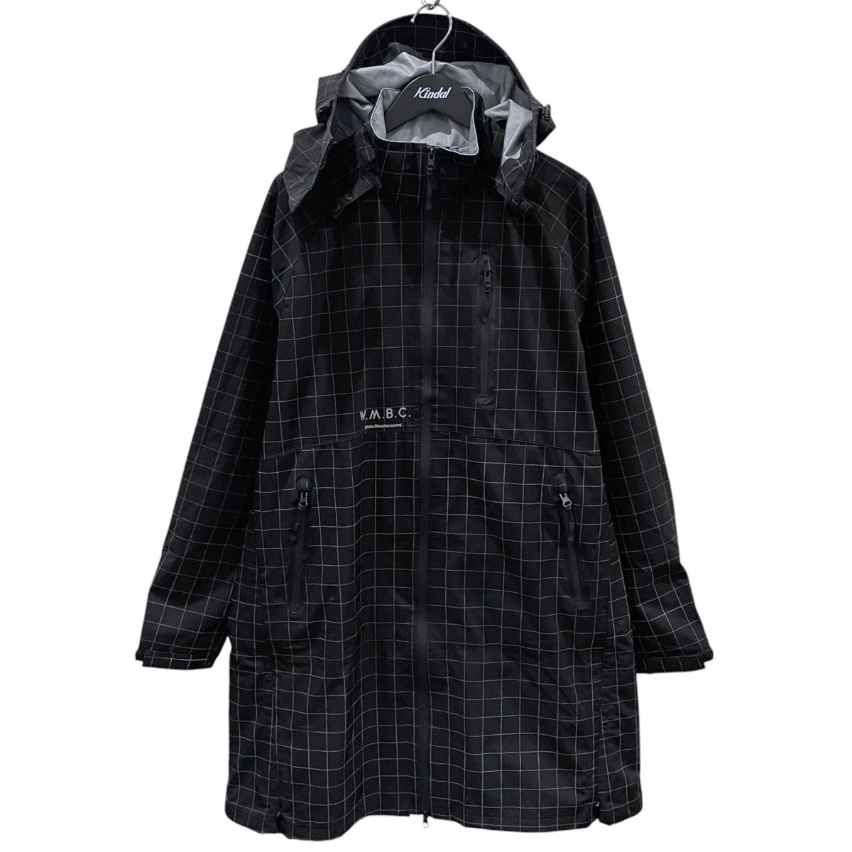 WHITE MOUNTAINEERING×KiU 23AW チェック柄フーデッドレインコート WATERPROOF BICYCLE LONG JACKET ウォータープルーフ バイシクル ロングジャケット BC2373201 古着・中古-1枚目のアイテム画像