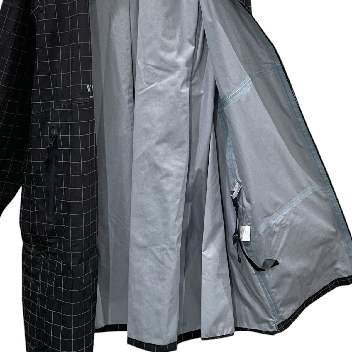 WHITE MOUNTAINEERING×KiU 23AW チェック柄フーデッドレインコート WATERPROOF BICYCLE LONG JACKET ウォータープルーフ バイシクル ロングジャケット BC2373201 古着・中古-4枚目のアイテム画像