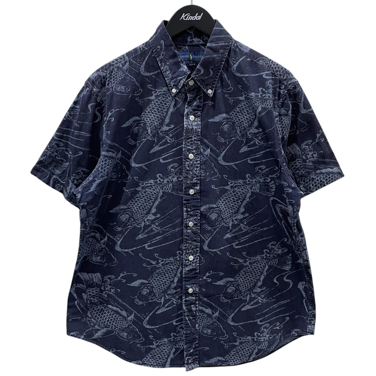 ボタンダウン半袖シャツ SLIM FIT FISH PRINT SHIRT スリムフィット フィッシュプリント シャツ