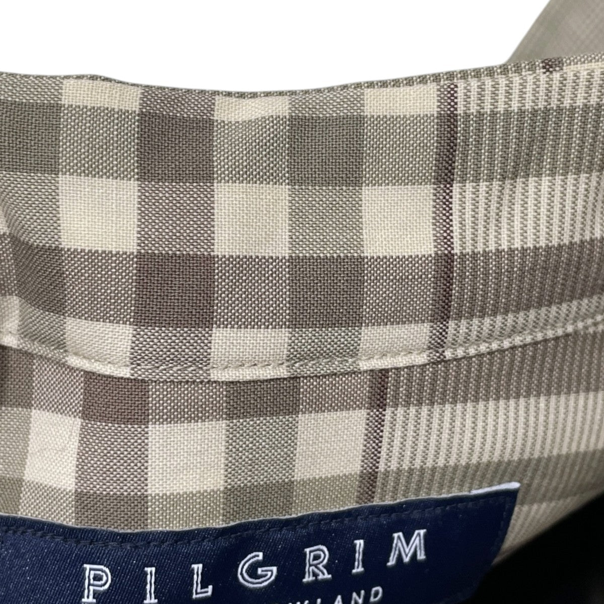 22SS チェック柄バンドカラーシャツ Washable Wool Long Band Collar Shirt ウォッシャブルウール ロングバンドカラーシャツ 61-01-21-01007