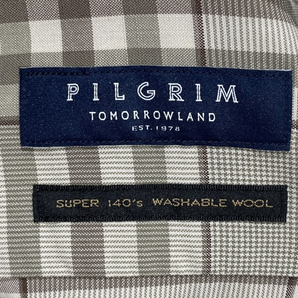 22SS チェック柄バンドカラーシャツ Washable Wool Long Band Collar Shirt ウォッシャブルウール ロングバンドカラーシャツ 61-01-21-01007