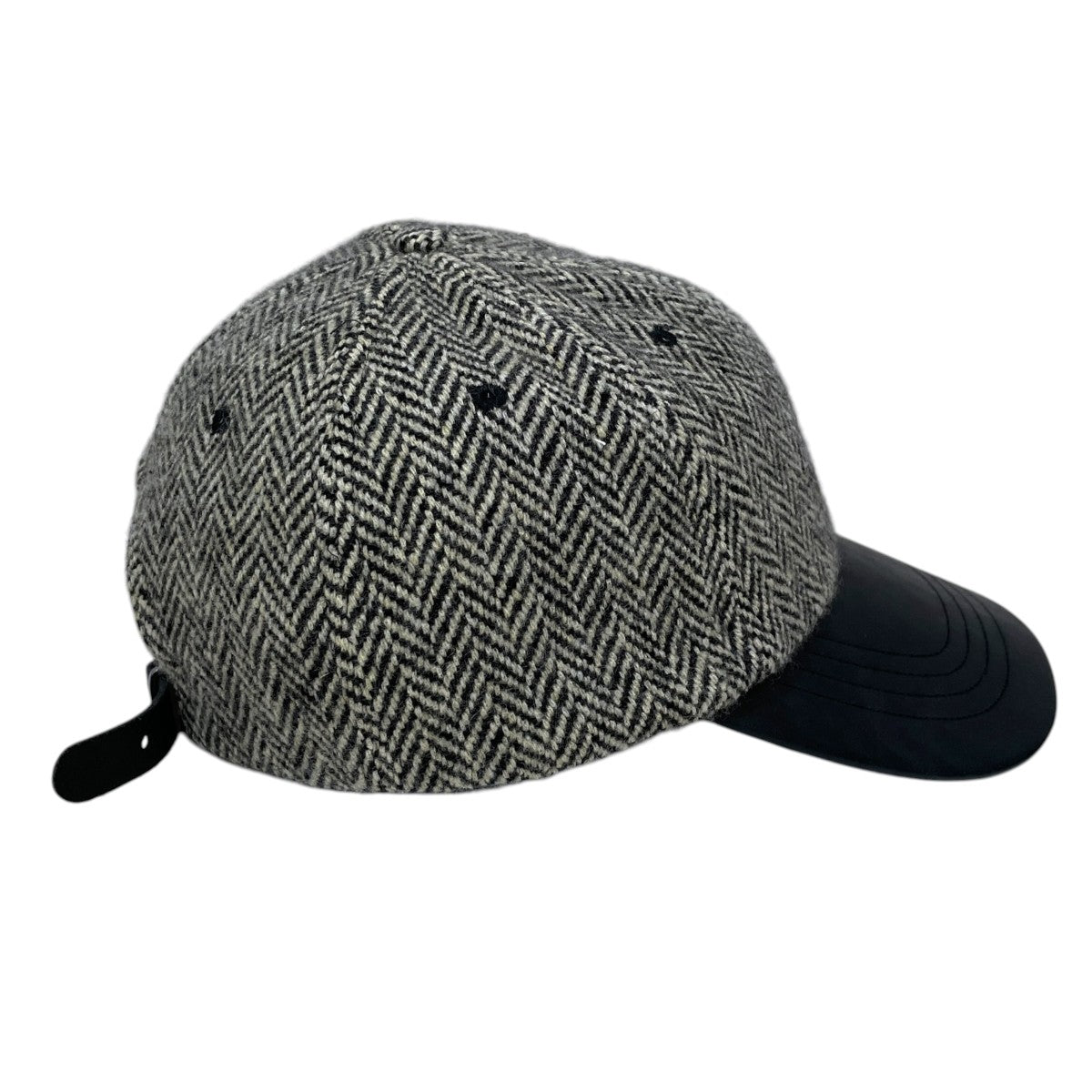 ヘリンボーン柄ツイードキャップ Wool Herringbone Tweed Cap with Leather Visor ウール ヘリンボーン ツイード レザー バイザー