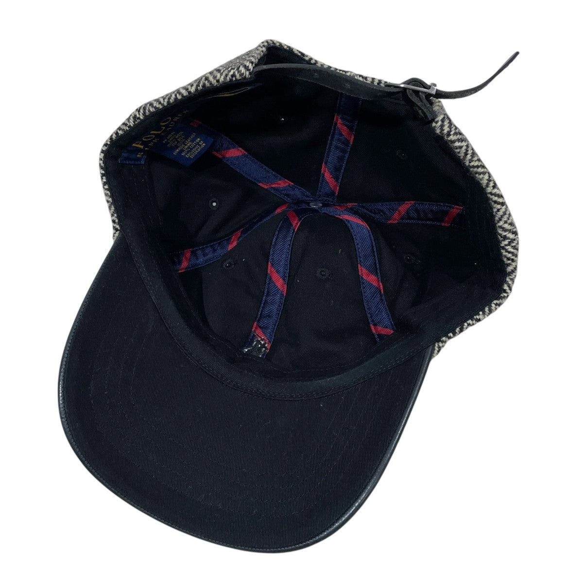 ヘリンボーン柄ツイードキャップ Wool Herringbone Tweed Cap with Leather Visor ウール ヘリンボーン ツイード レザー バイザー